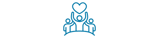 Icon of three people holding up a heart